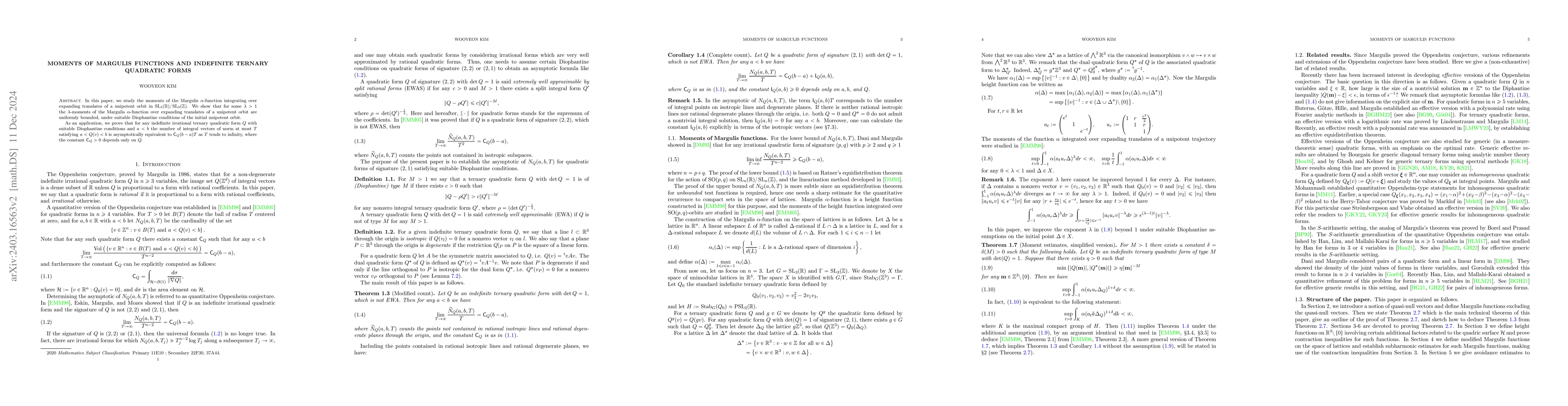 Thumbnail for Moments of Margulis functions and indefinite ternary quadratic forms