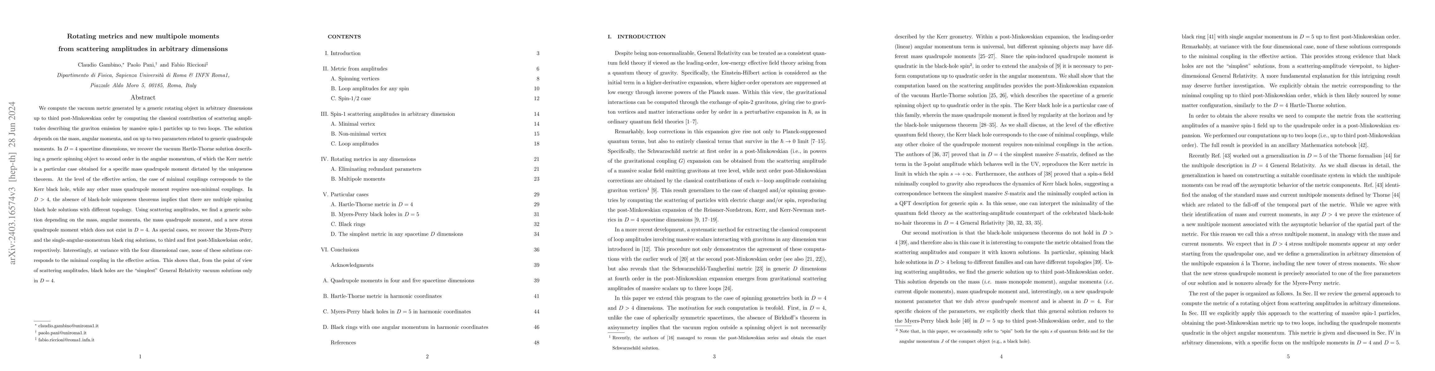 Thumbnail for Rotating metrics and new multipole moments from scattering amplitudes in
  arbitrary dimensions