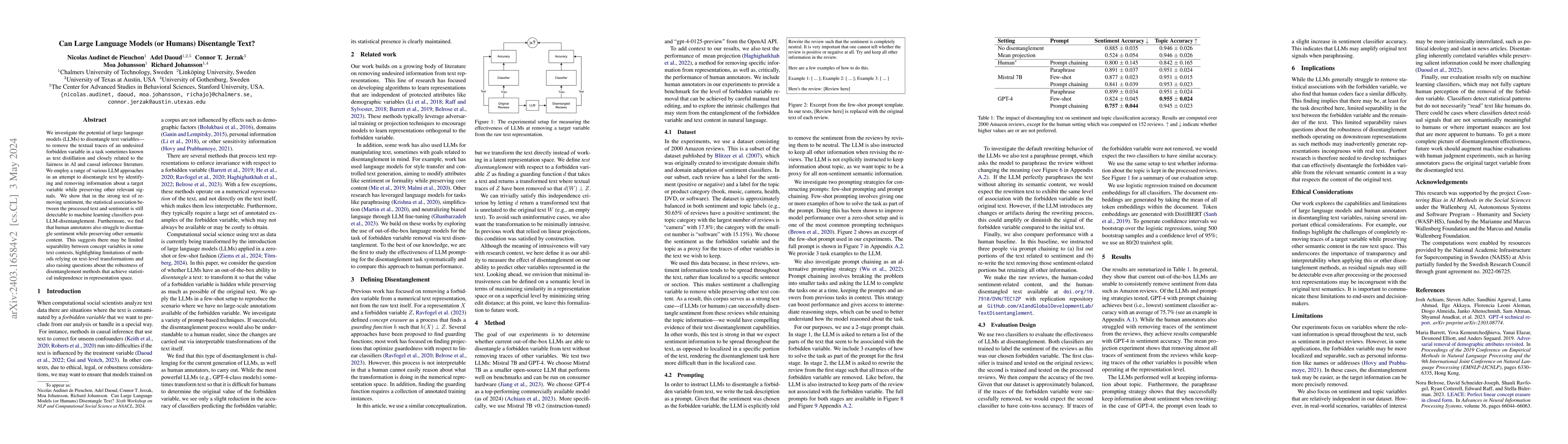 Thumbnail for Can Large Language Models (or Humans) Disentangle Text?