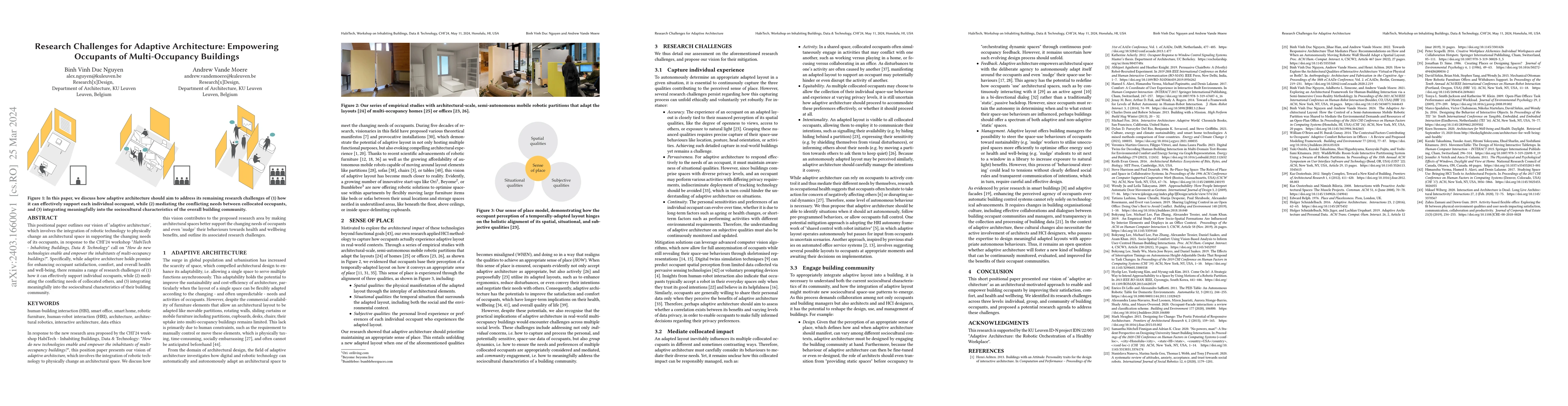 Thumbnail for Research Challenges for Adaptive Architecture: Empowering Occupants of
  Multi-Occupancy Buildings