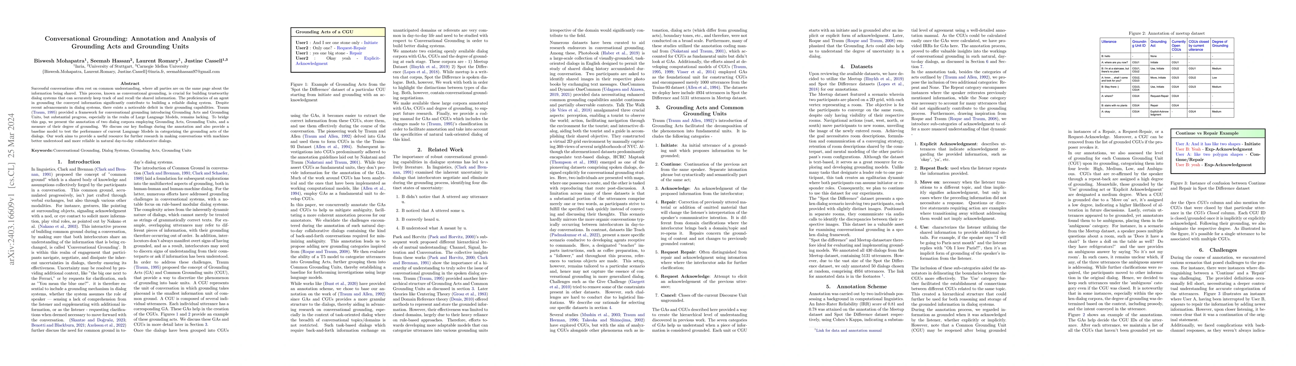 Thumbnail for Conversational Grounding: Annotation and Analysis of Grounding Acts and
  Grounding Units