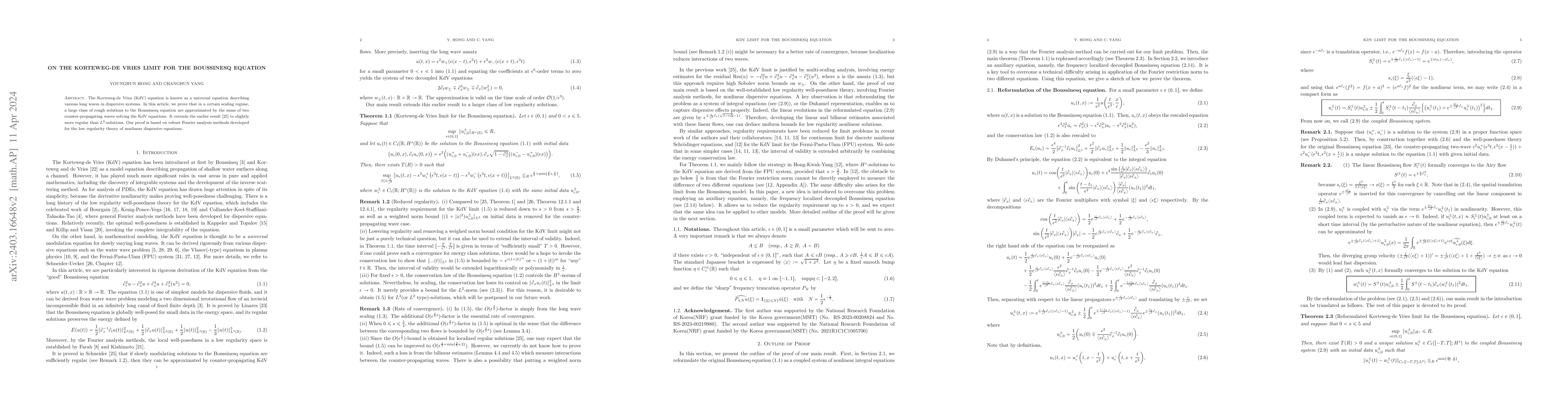 Thumbnail for On the Korteweg-de Vries limit for the Boussinesq equation
