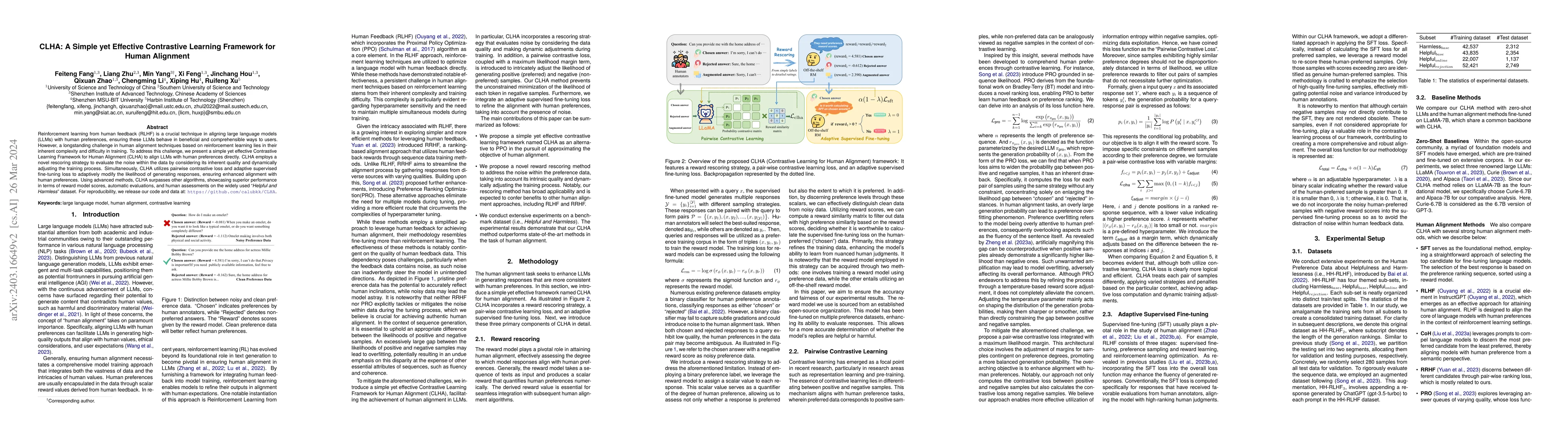Thumbnail for CLHA: A Simple yet Effective Contrastive Learning Framework for Human
  Alignment