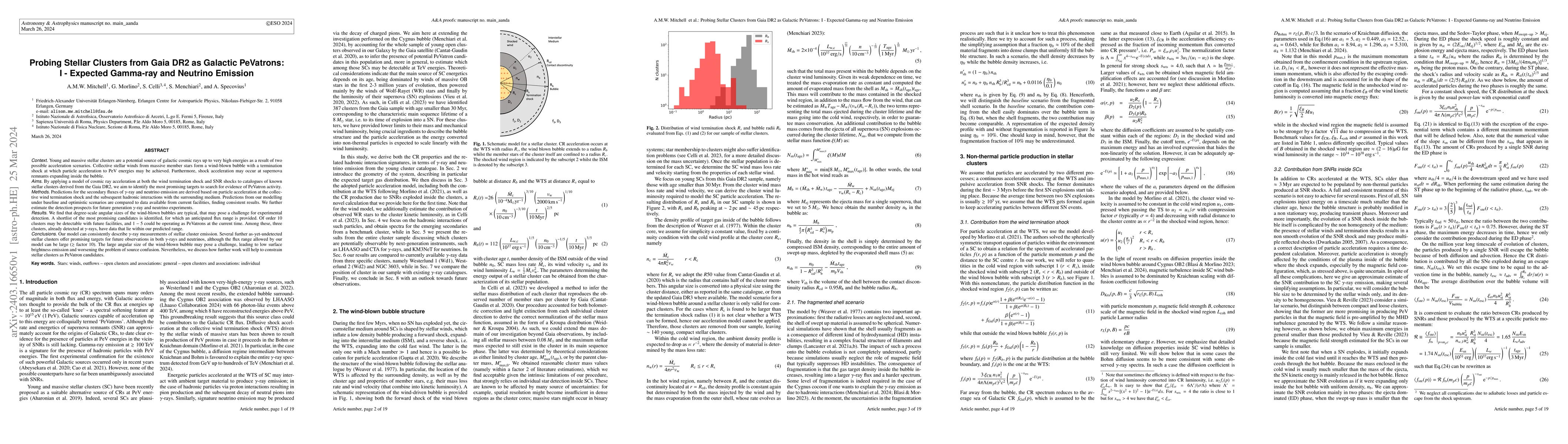 Thumbnail for Probing Stellar Clusters from Gaia DR2 as Galactic PeVatrons: I --
  Expected Gamma-ray and Neutrino Emission