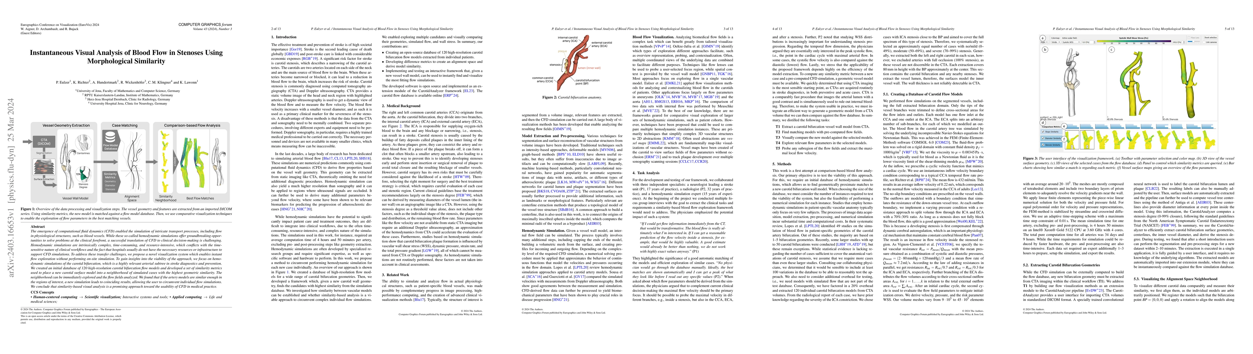 Thumbnail for Instantaneous Visual Analysis of Blood Flow in Stenoses Using
  Morphological Similarity