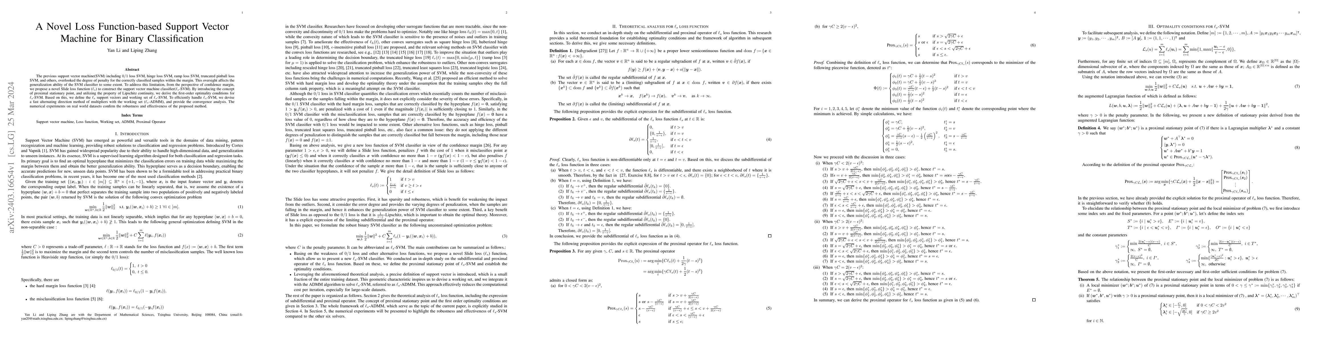 Thumbnail for A Novel Loss Function-based Support Vector Machine for Binary
  Classification