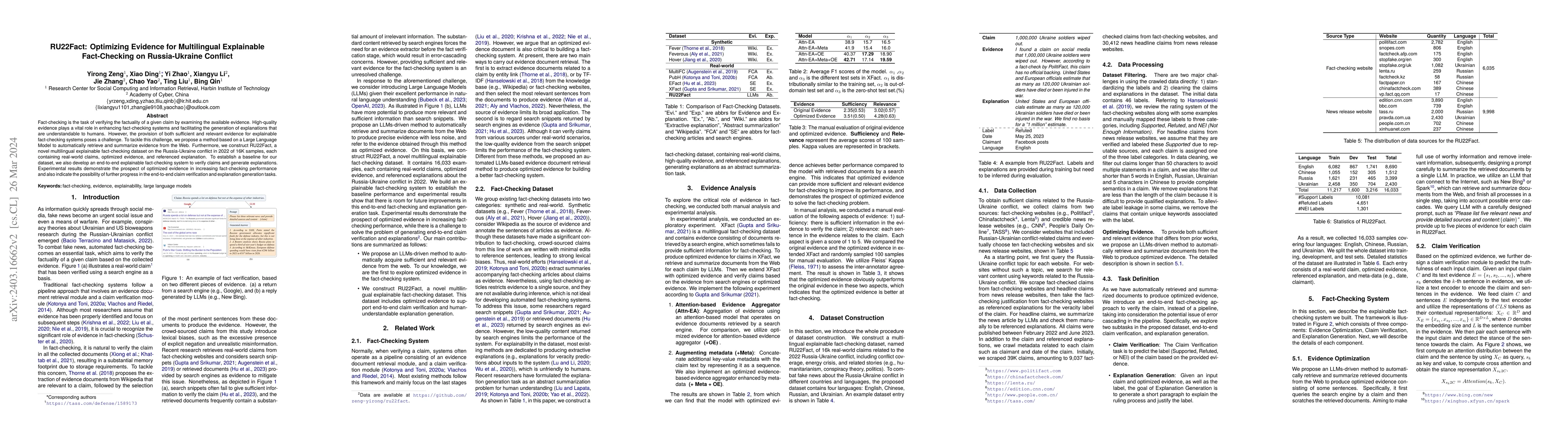 Thumbnail for RU22Fact: Optimizing Evidence for Multilingual Explainable Fact-Checking
  on Russia-Ukraine Conflict