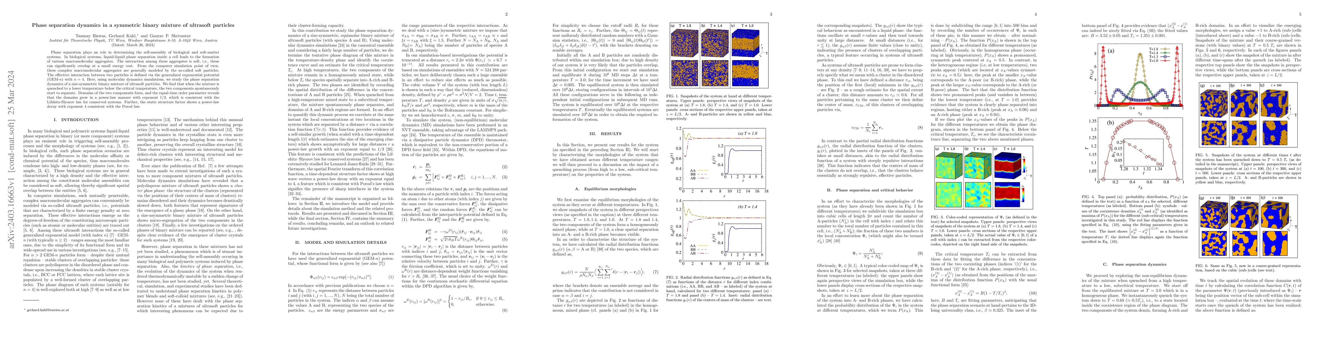 Thumbnail for Phase separation dynamics in a symmetric binary mixture of ultrasoft
  particles
