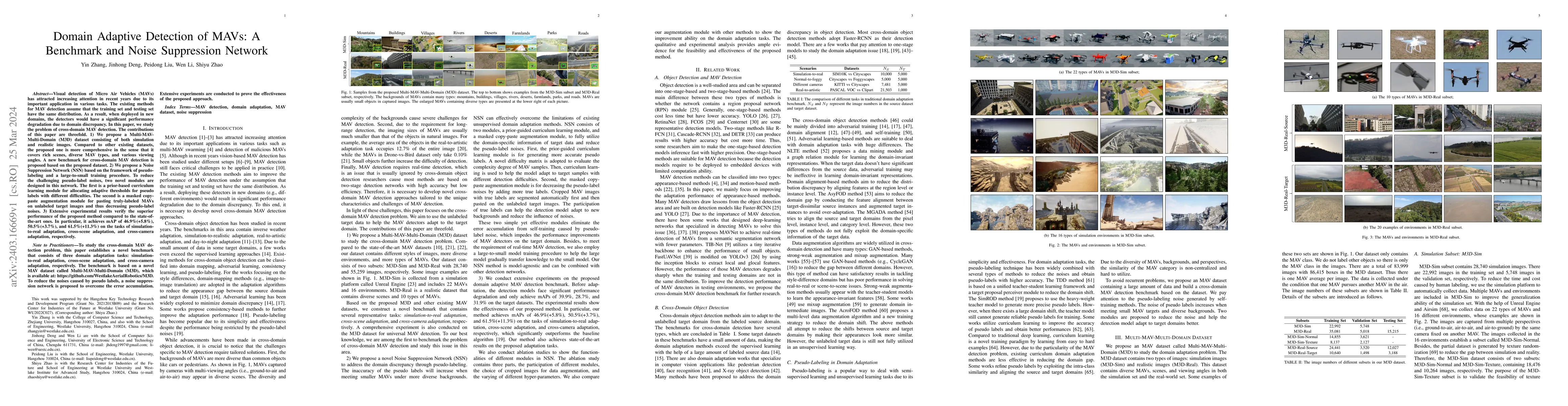 Thumbnail for Domain Adaptive Detection of MAVs: A Benchmark and Noise Suppression
  Network