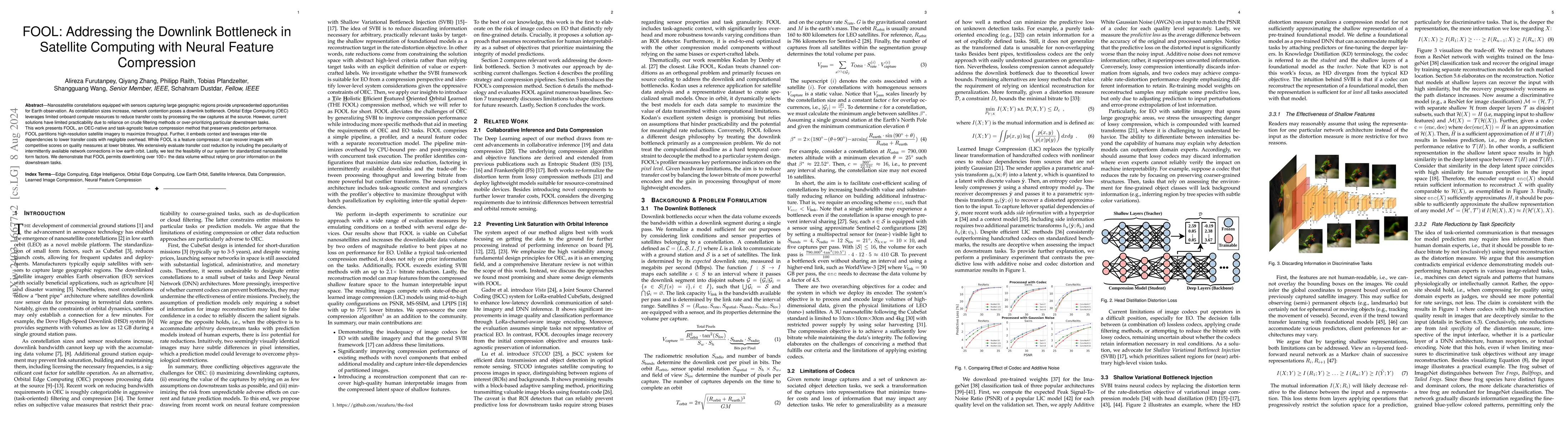 Thumbnail for FOOL: Addressing the Downlink Bottleneck in Satellite Computing with
  Neural Feature Compression