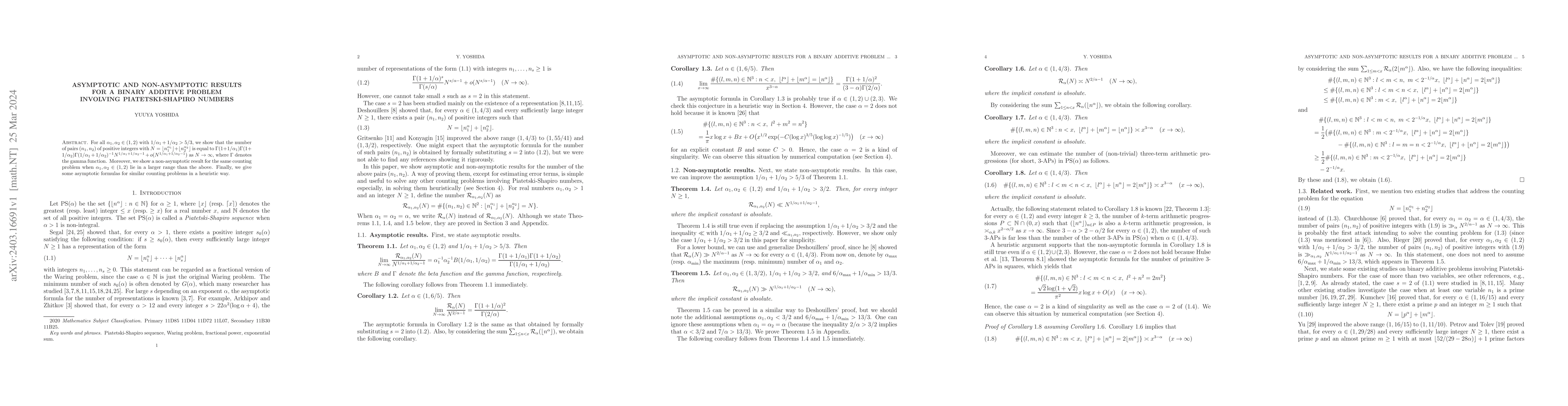 Thumbnail for Asymptotic and non-asymptotic results for a binary additive problem
  involving Piatetski-Shapiro numbers