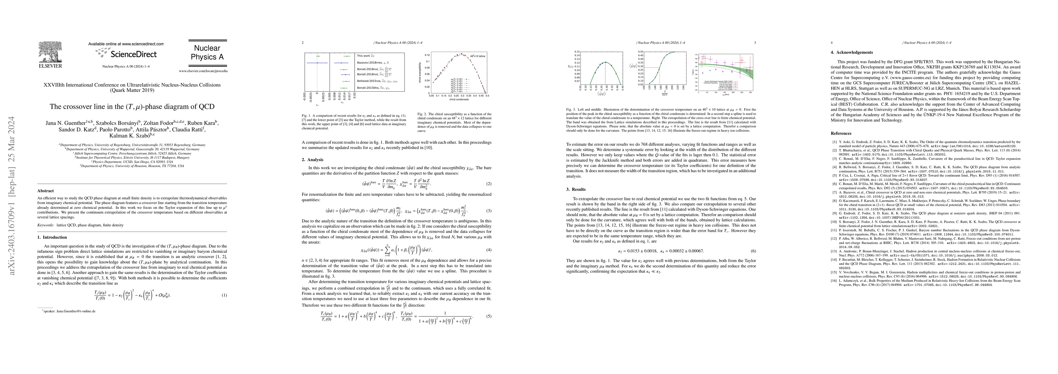 Thumbnail for The crossover line in the $(T, \mu)$-phase diagram of QCD