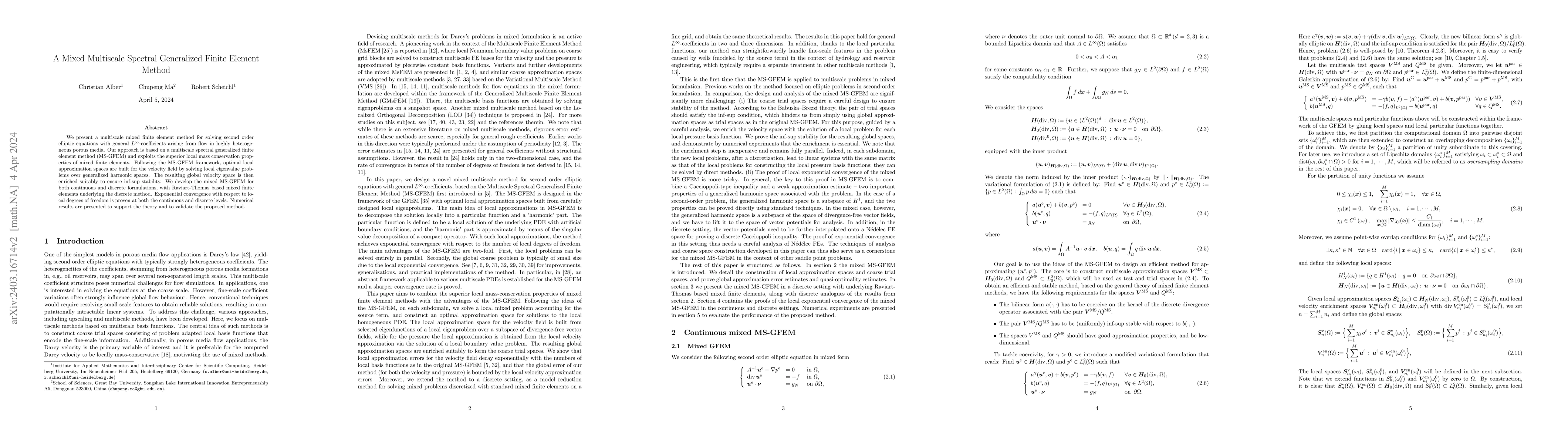 Thumbnail for A Mixed Multiscale Spectral Generalized Finite Element Method