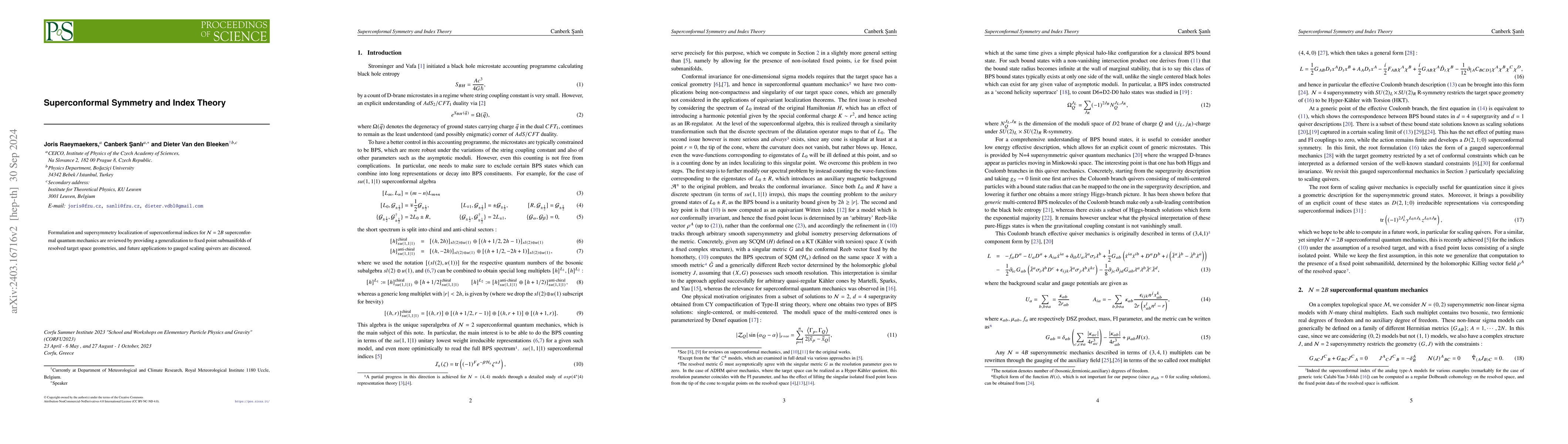 Thumbnail for Superconformal Symmetry and Index Theory