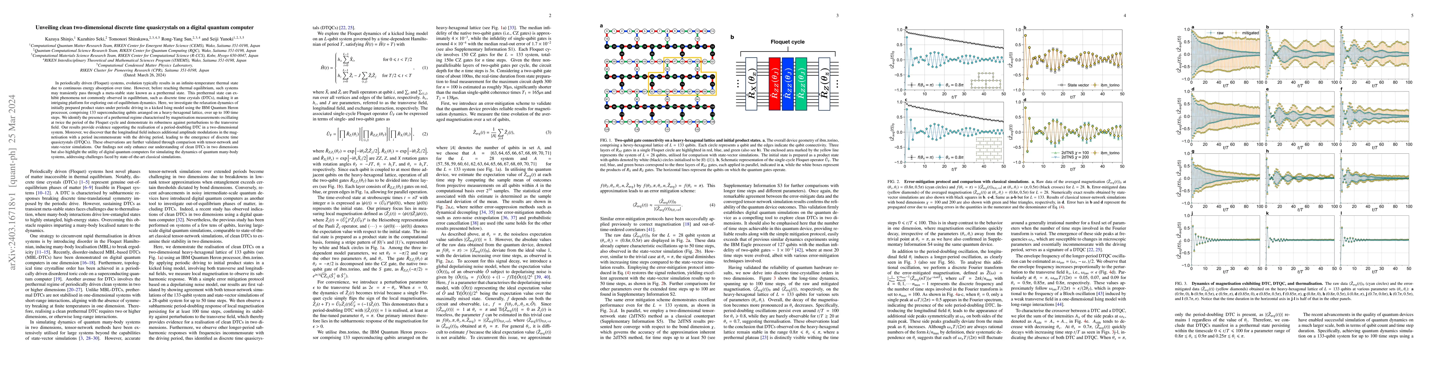 Thumbnail for Unveiling clean two-dimensional discrete time quasicrystals on a digital
  quantum computer