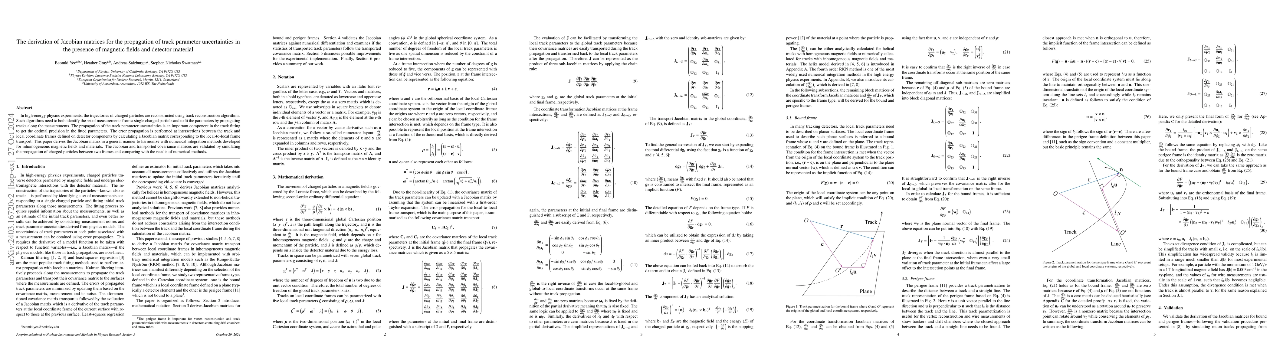 Thumbnail for Derivation of Jacobian matrices for the error propagation of charged
  particles traversing magnetic fields and materials