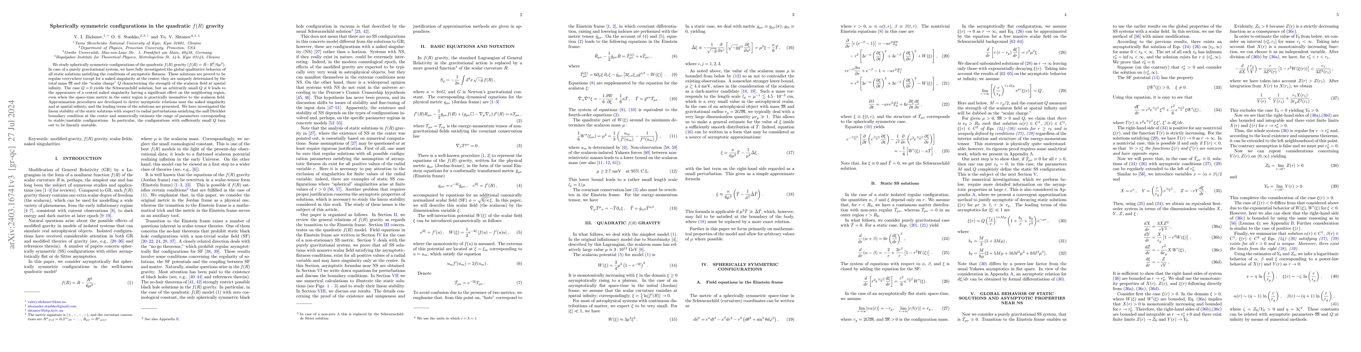 Thumbnail for Spherically symmetric configurations in the quadratic $f(R)$ gravity