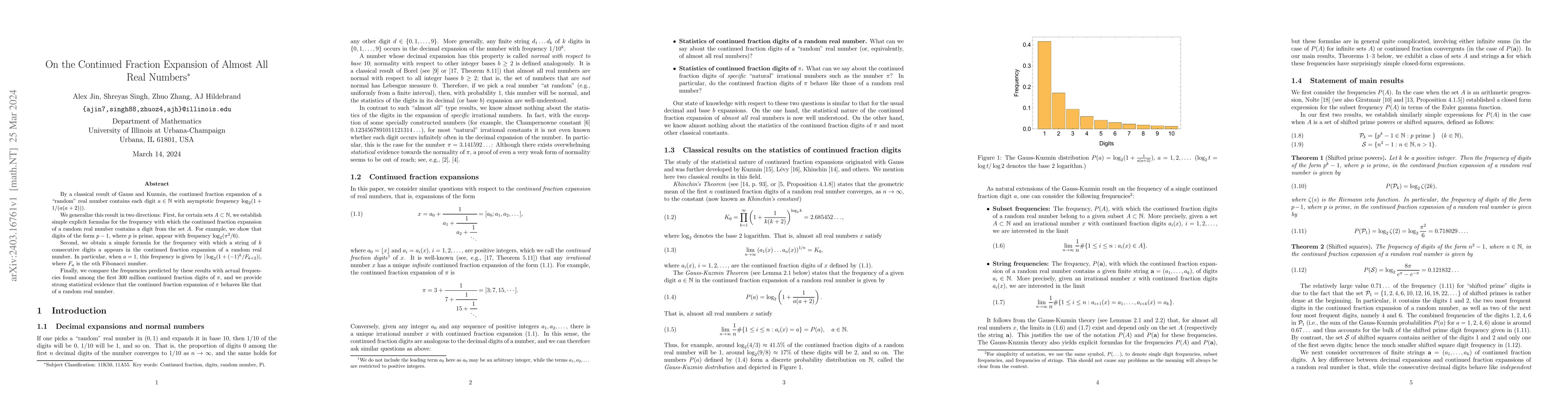 Thumbnail for On the Continued Fraction Expansion of Almost All Real Numbers