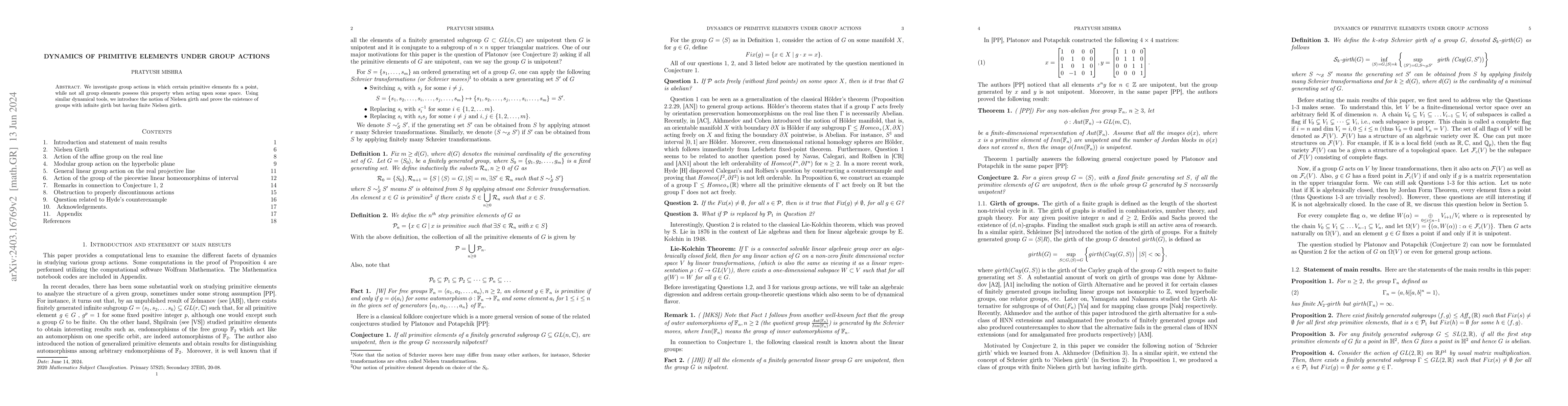 Thumbnail for Dynamics of primitive elements under group actions