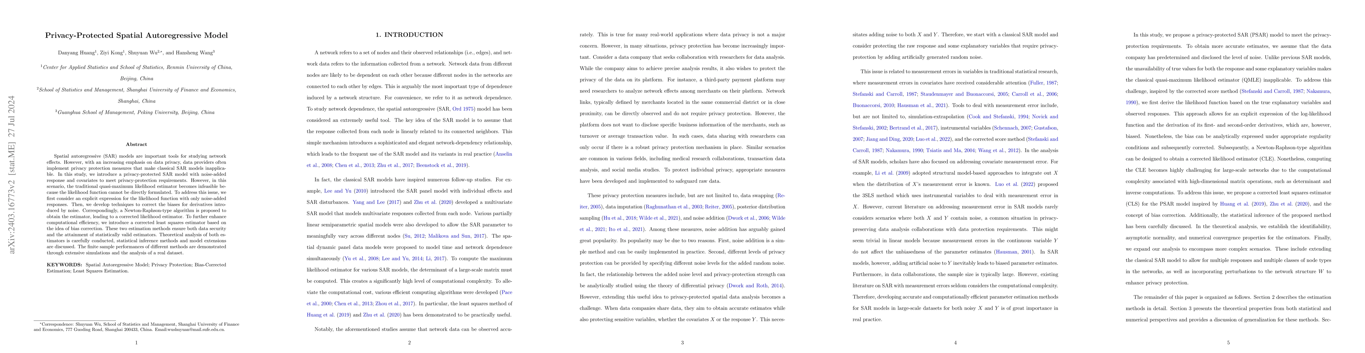 Thumbnail for Privacy-Protected Spatial Autoregressive Model