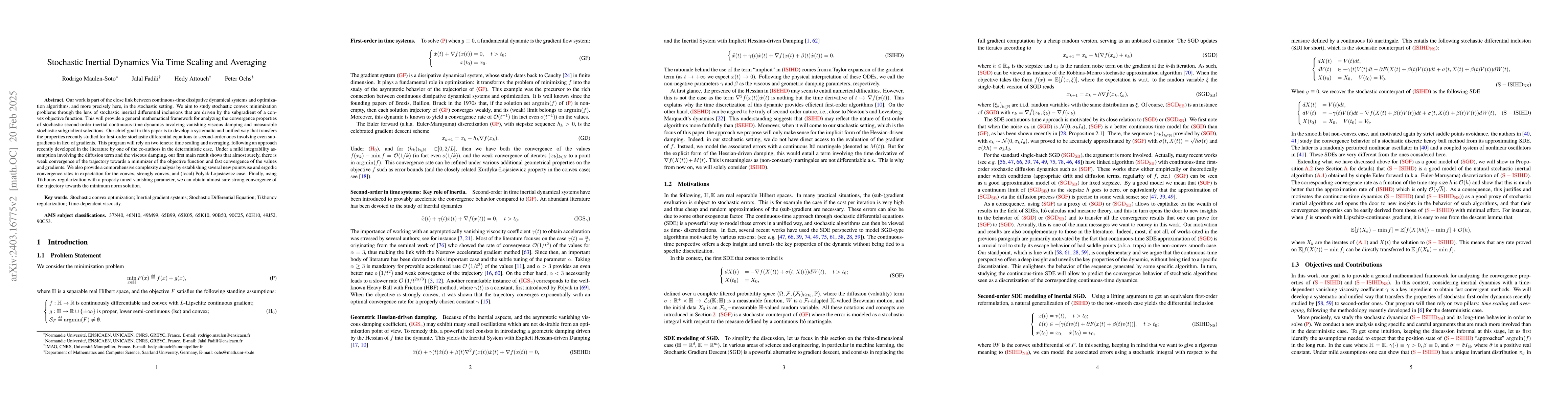 Thumbnail for Stochastic Inertial Dynamics Via Time Scaling and Averaging