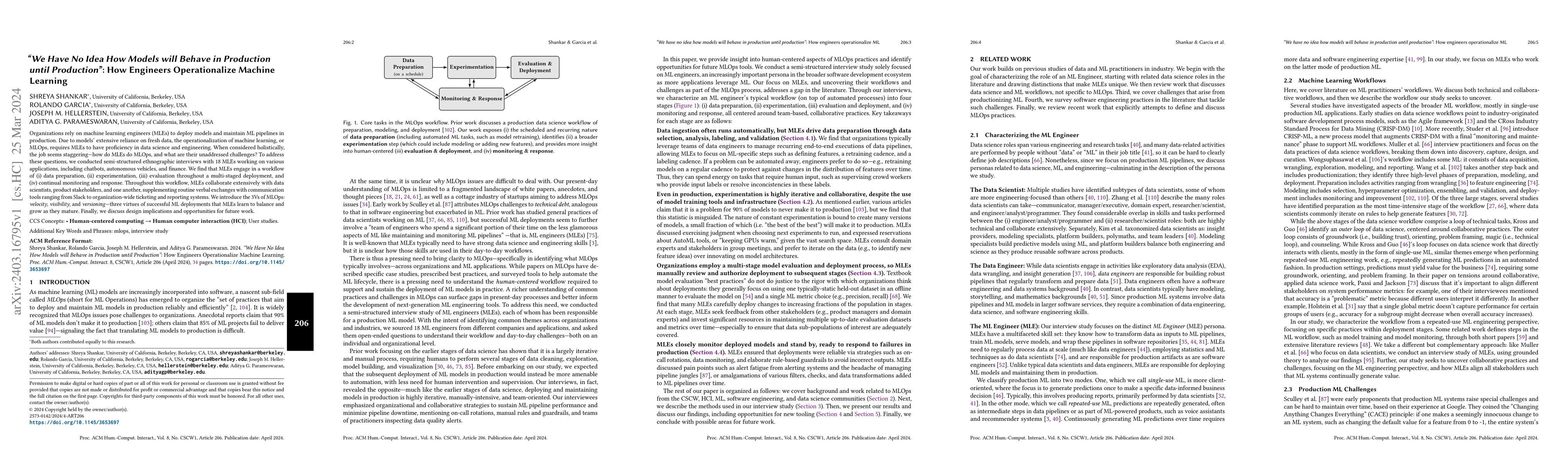 Thumbnail for "We Have No Idea How Models will Behave in Production until Production":
  How Engineers Operationalize Machine Learning