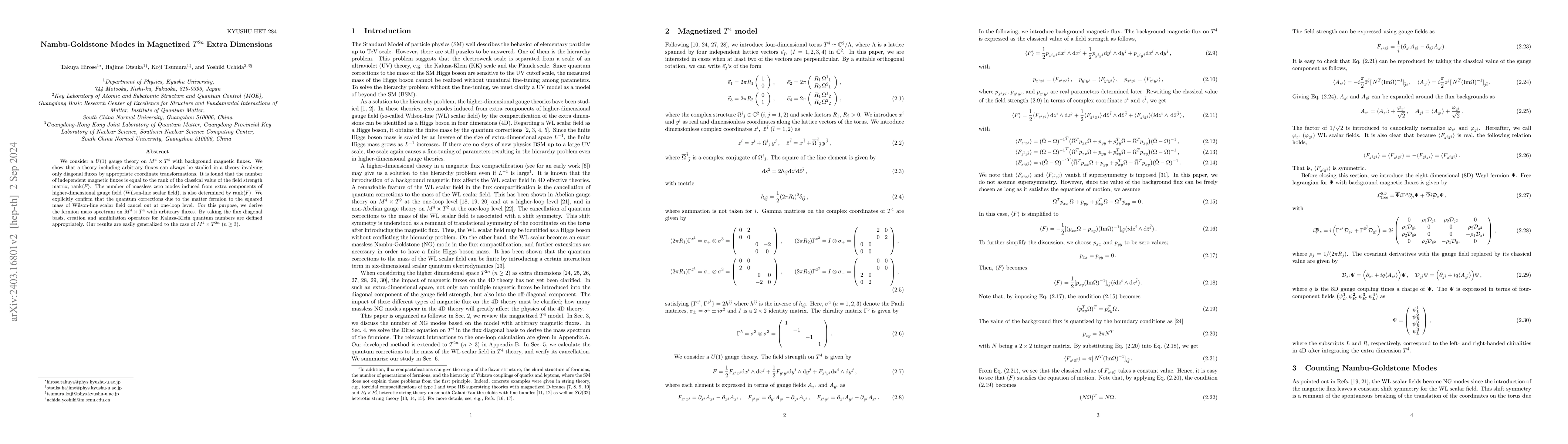 Thumbnail for Nambu-Goldstone Modes in Magnetized $T^{2n}$ Extra Dimensions