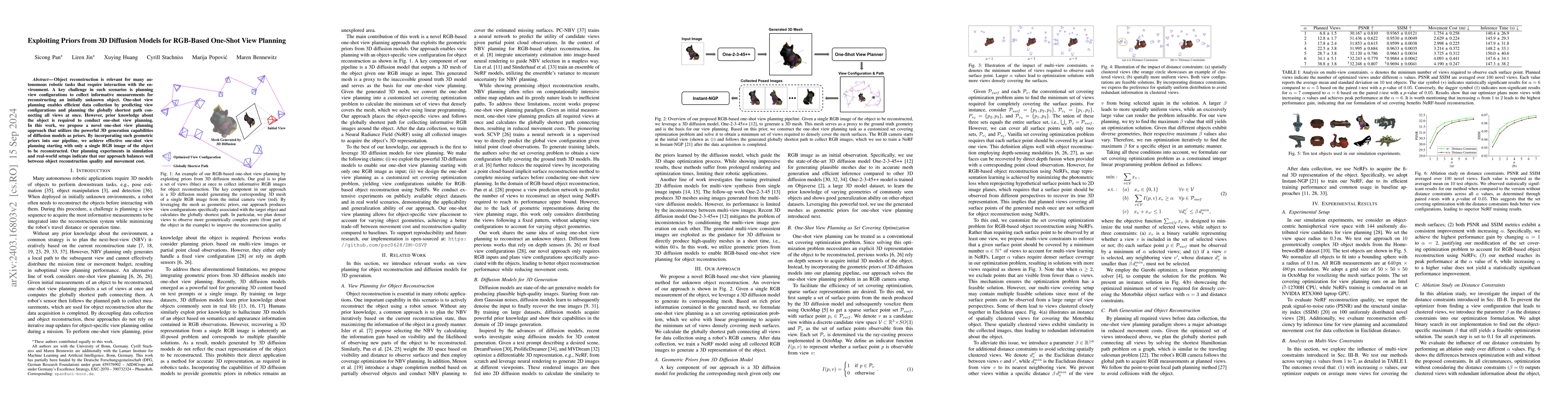 Thumbnail for Exploiting Priors from 3D Diffusion Models for RGB-Based One-Shot View
  Planning