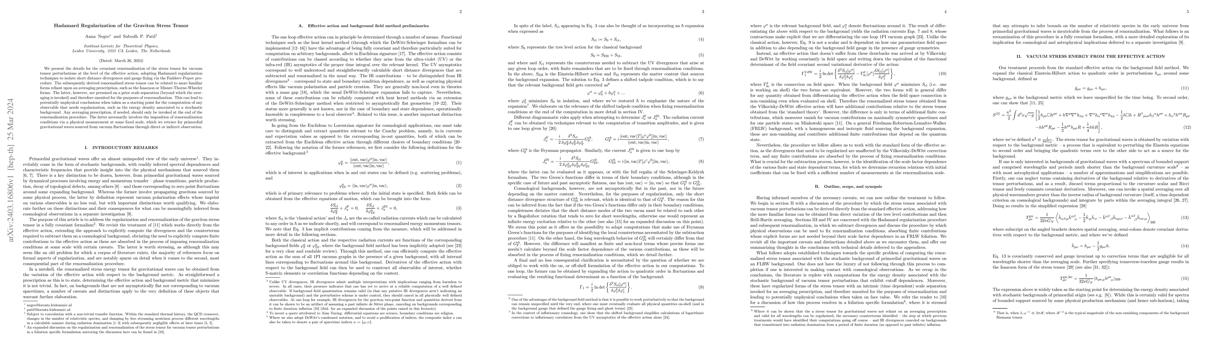 Thumbnail for Hadamard Regularization of the Graviton Stress Tensor
