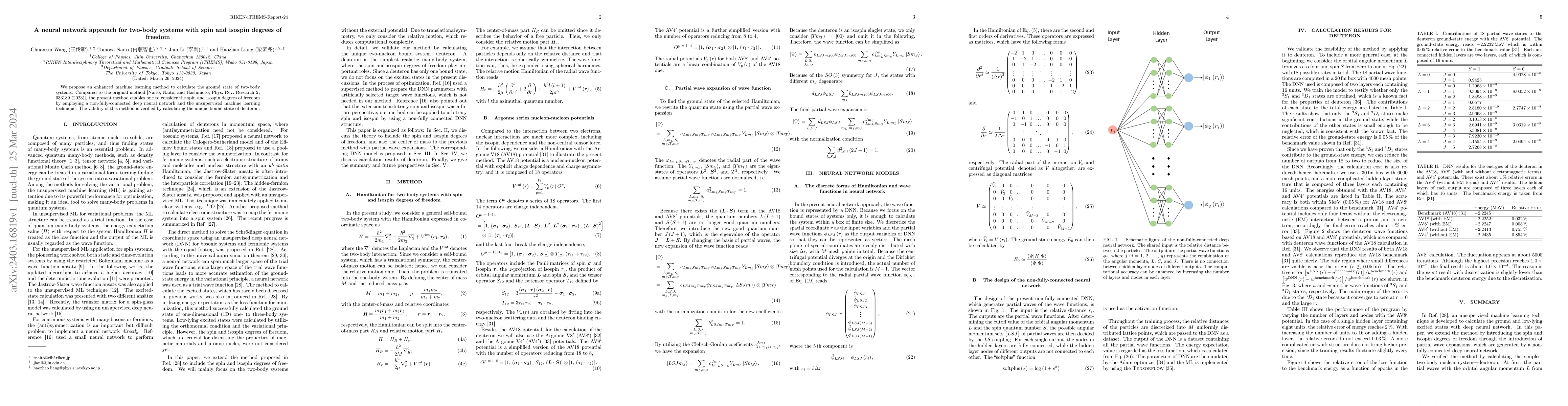 Thumbnail for A neural network approach for two-body systems with spin and isospin
  degrees of freedom