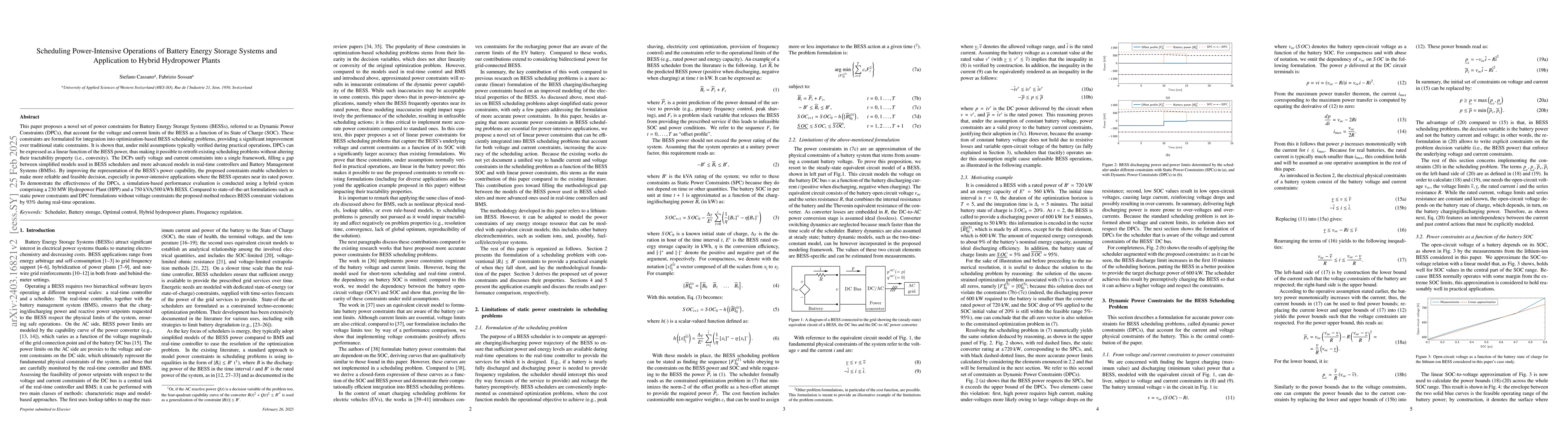 Thumbnail for Scheduling Power-Intensive Operations of Battery Energy Storage Systems
  and Application to Hybrid Hydropower Plants