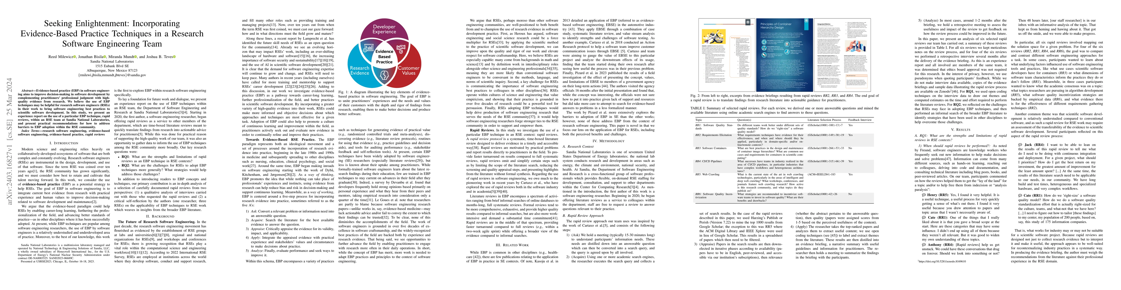 Thumbnail for Seeking Enlightenment: Incorporating Evidence-Based Practice Techniques
  in a Research Software Engineering Team