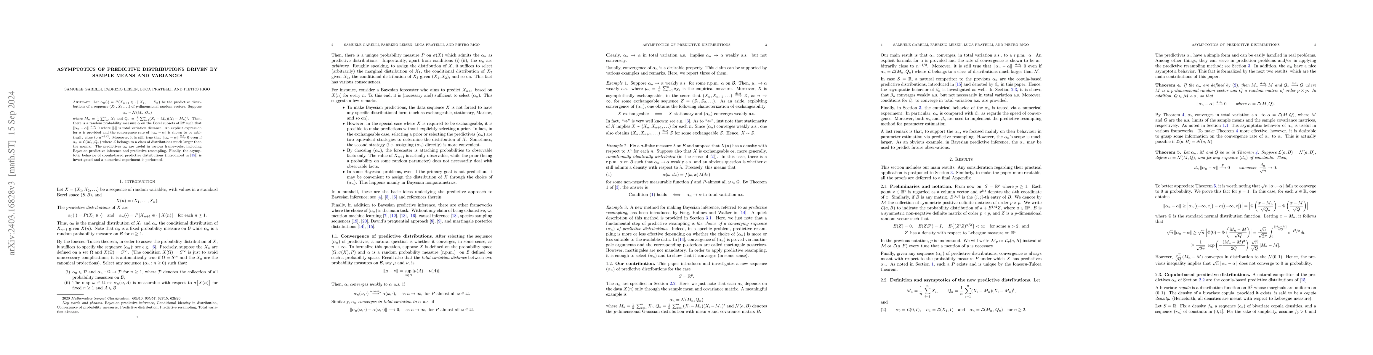 Thumbnail for Asymptotics of predictive distributions driven by sample means and
  variances
