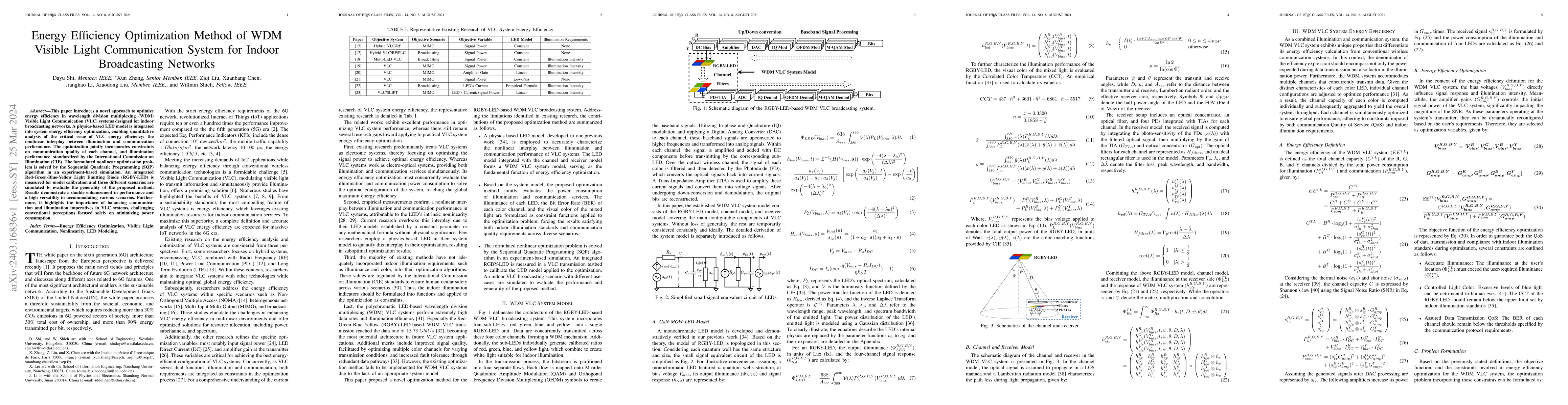 Thumbnail for Energy Efficiency Optimization Method of WDM Visible Light Communication
  System for Indoor Broadcasting Networks