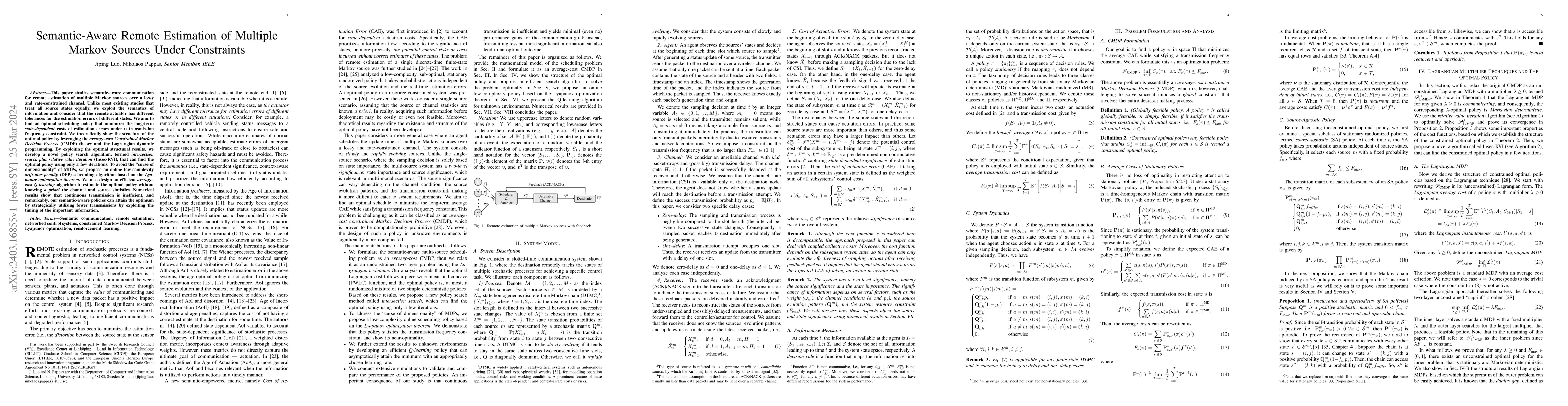 Thumbnail for Semantic-Aware Remote Estimation of Multiple Markov Sources Under
  Constraints