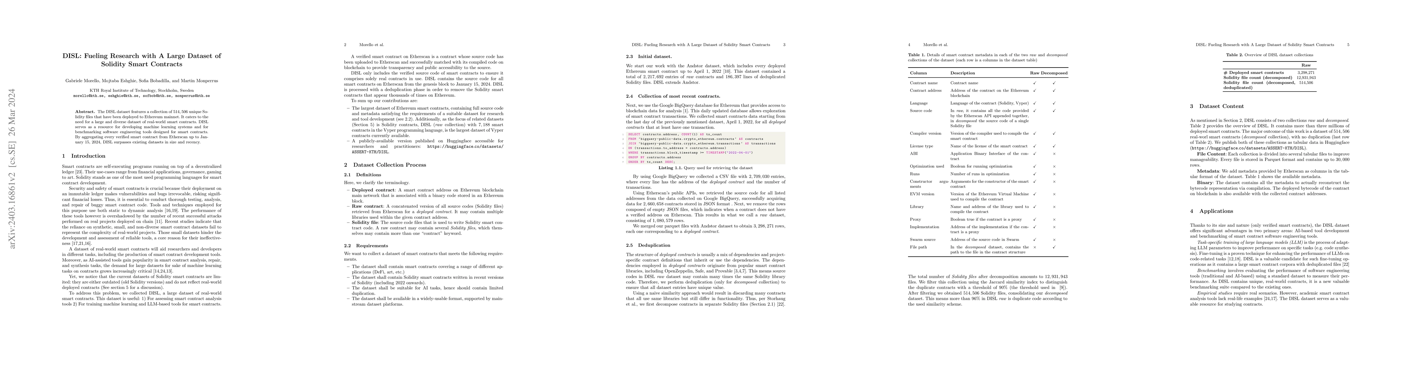 Thumbnail for DISL: Fueling Research with A Large Dataset of Solidity Smart Contracts