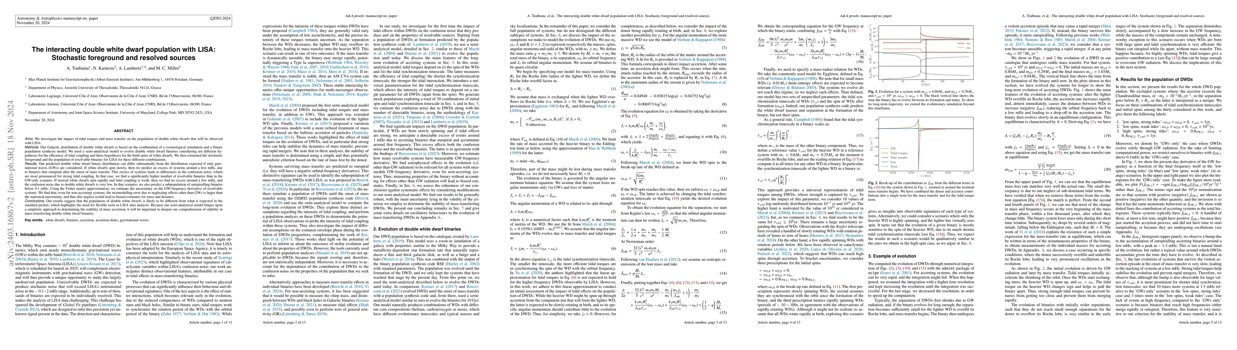 Thumbnail for The interacting double white dwarf population with LISA; stochastic
  foreground and resolved sources