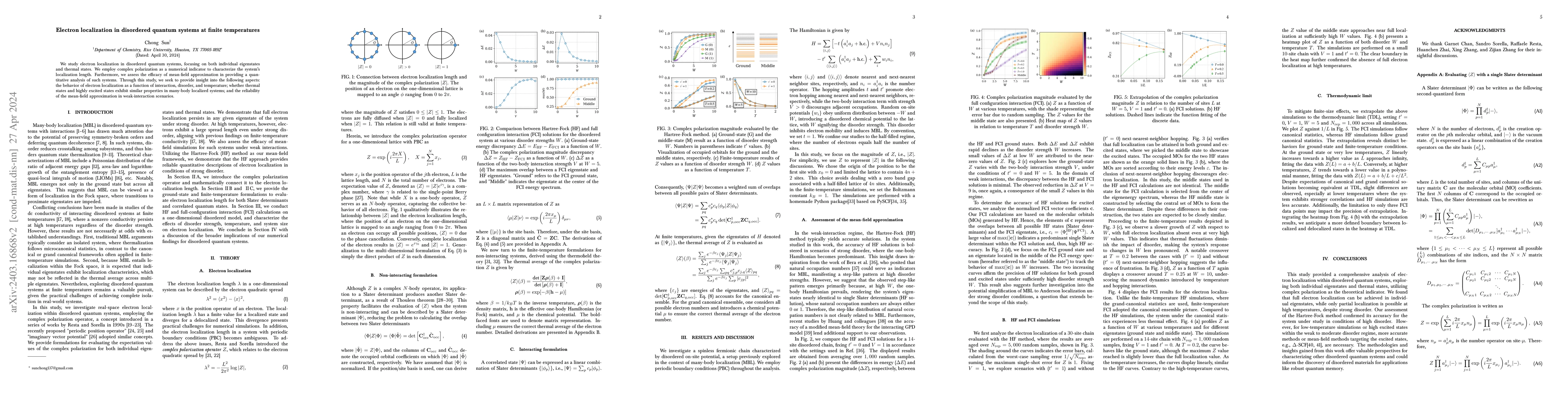Thumbnail for Electron localization in disordered quantum systems at finite
  temperatures
