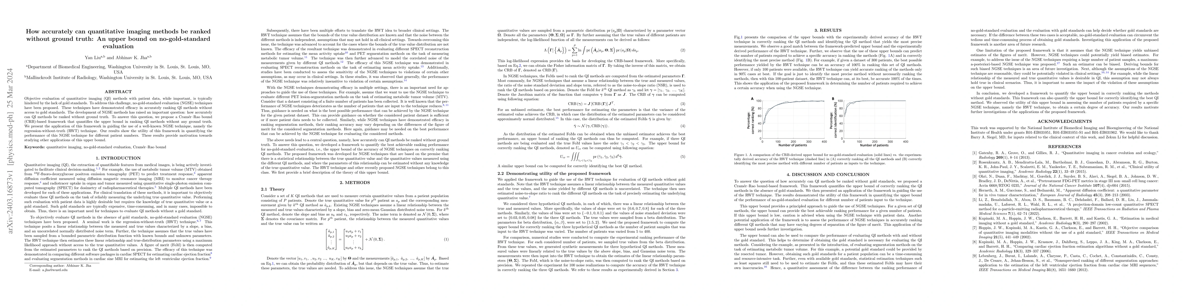 Thumbnail for How accurately can quantitative imaging methods be ranked without ground
  truth: An upper bound on no-gold-standard evaluation