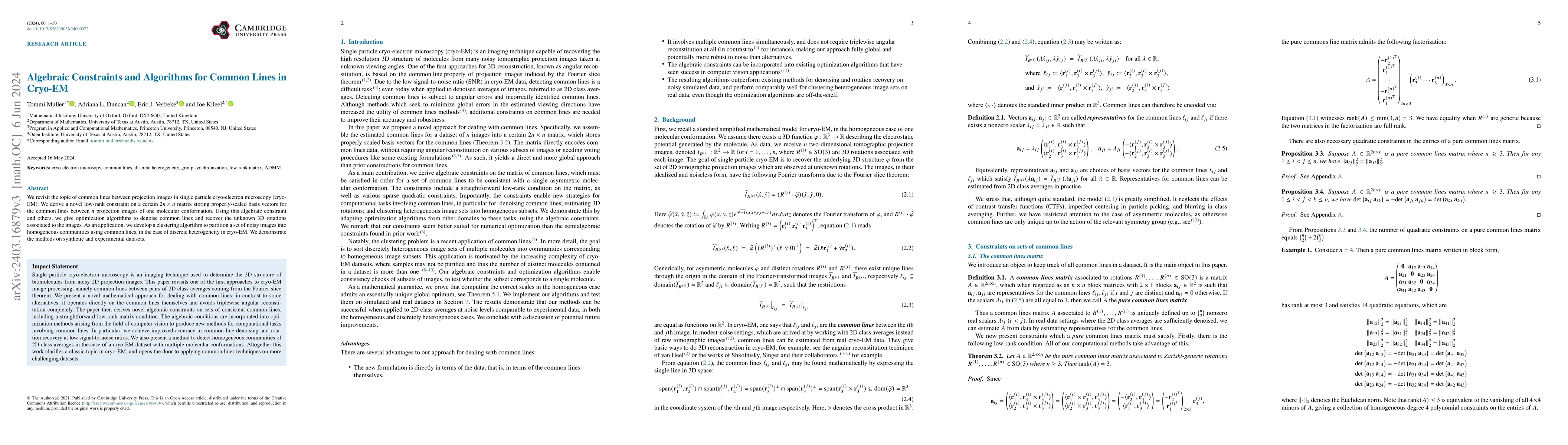Thumbnail for Algebraic Constraints and Algorithms for Common Lines in Cryo-EM