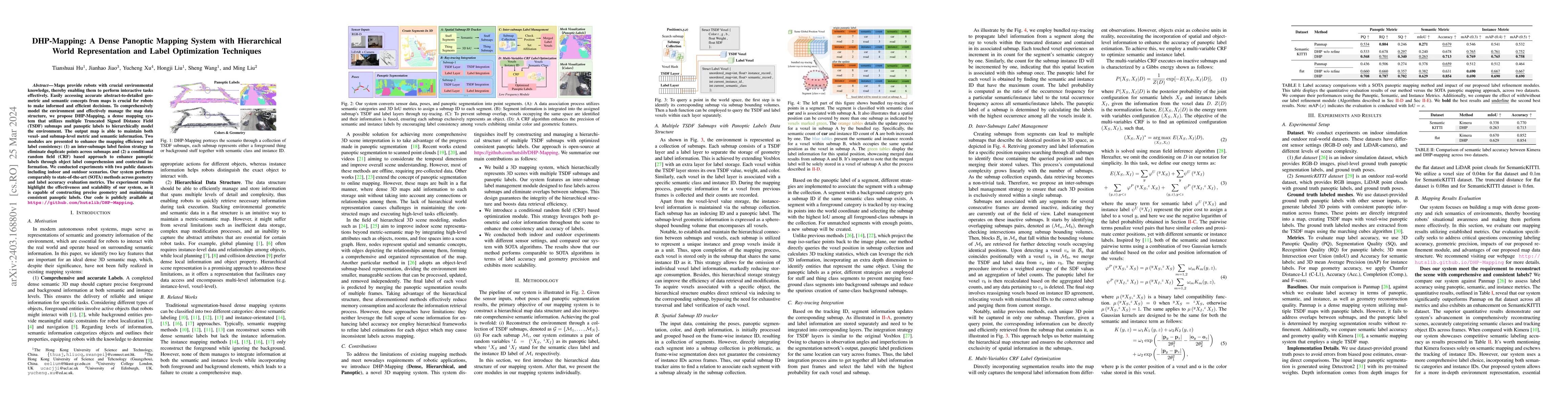 Thumbnail for DHP-Mapping: A Dense Panoptic Mapping System with Hierarchical World
  Representation and Label Optimization Techniques
