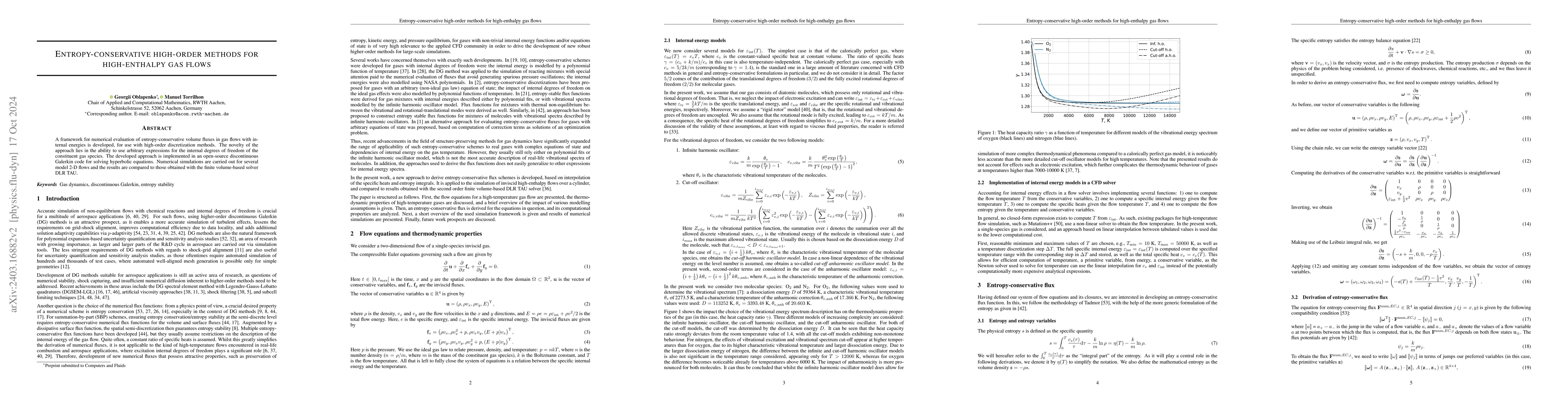 Thumbnail for Entropy-conservative high-order methods for high-enthalpy gas flows