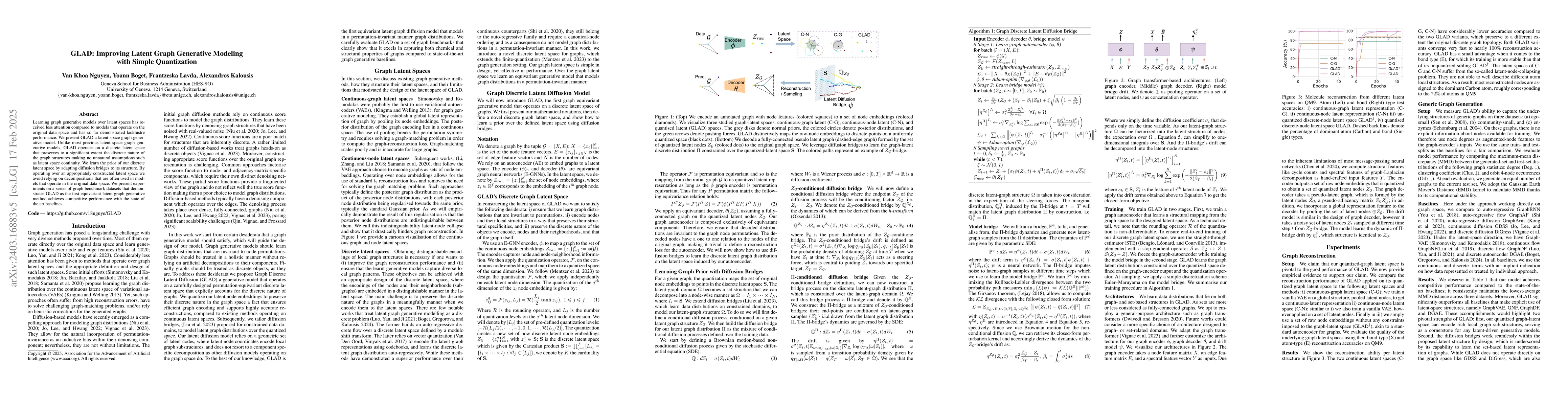 Thumbnail for GLAD: Improving Latent Graph Generative Modeling with Simple
  Quantization