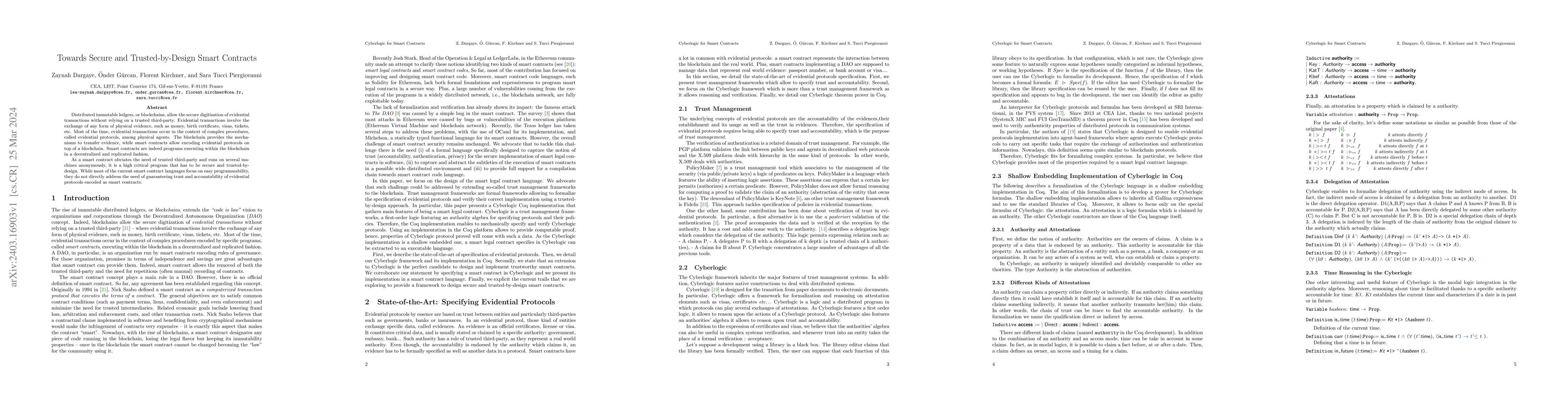 Thumbnail for Towards Secure and Trusted-by-Design Smart Contracts