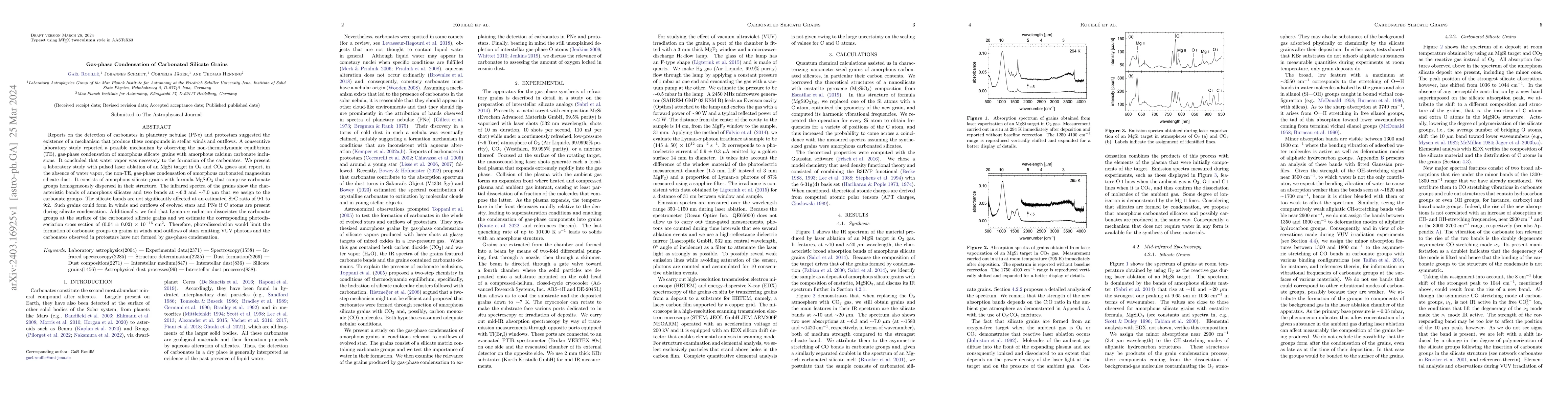 Thumbnail for Gas-phase condensation of carbonated silicate grains