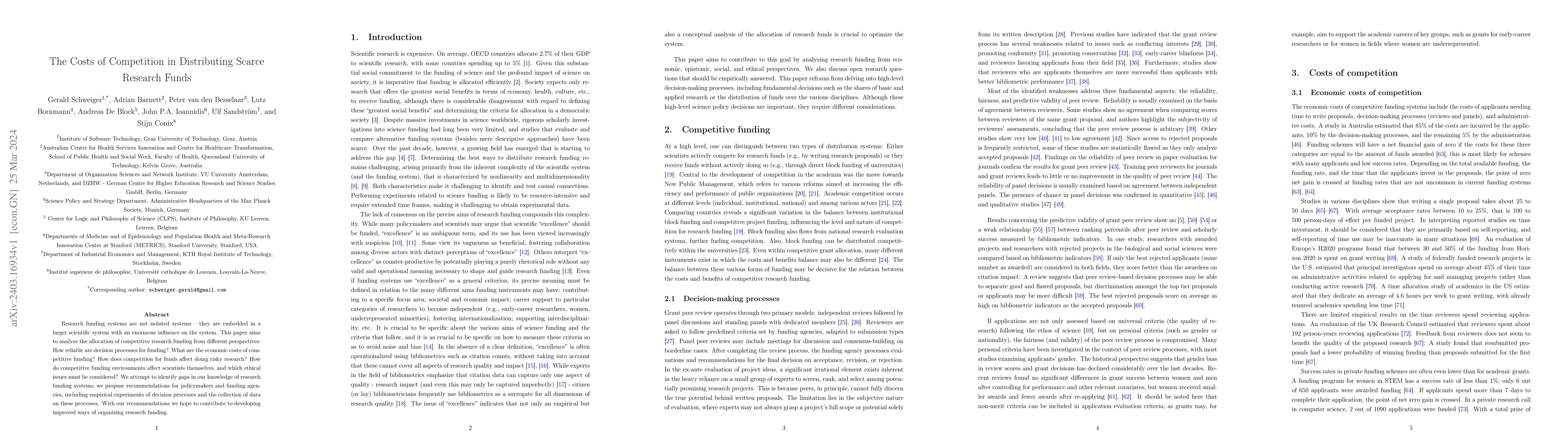 Thumbnail for The Costs of Competition in Distributing Scarce Research Funds