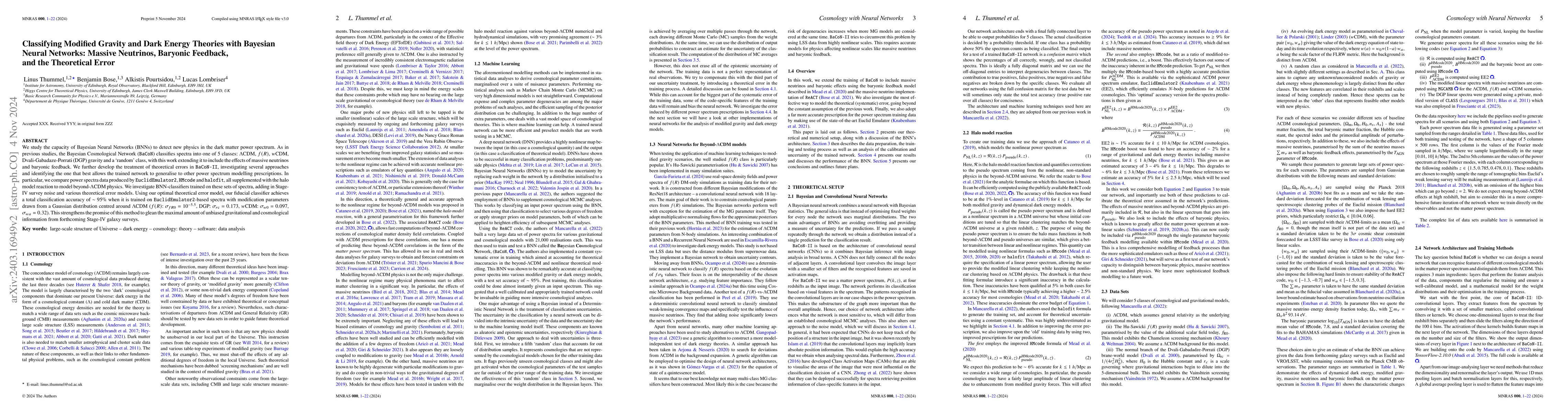 Thumbnail for Beyond-$\Lambda$CDM Cosmologies with Bayesian Neural Networks II:
  Massive Neutrinos, Baryonic Feedback, and the Theoretical Error