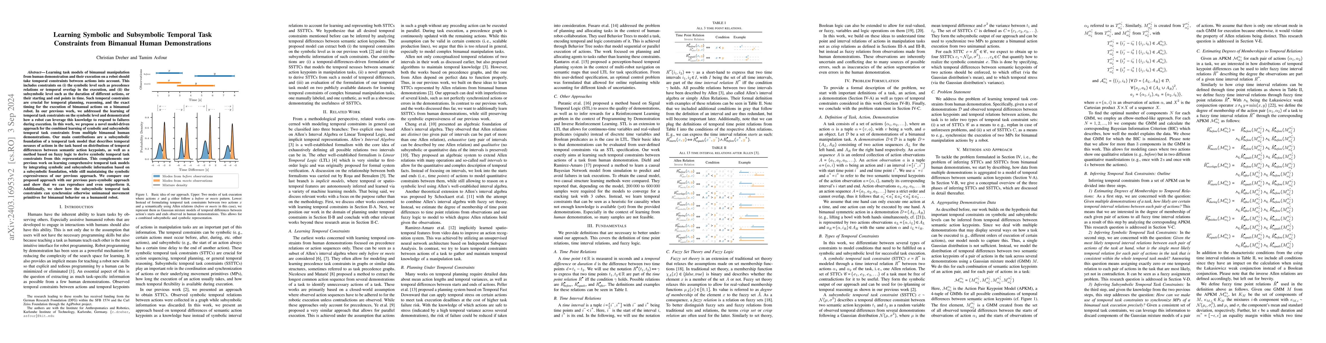 Thumbnail for Learning Symbolic and Subsymbolic Temporal Task Constraints from
  Bimanual Human Demonstrations