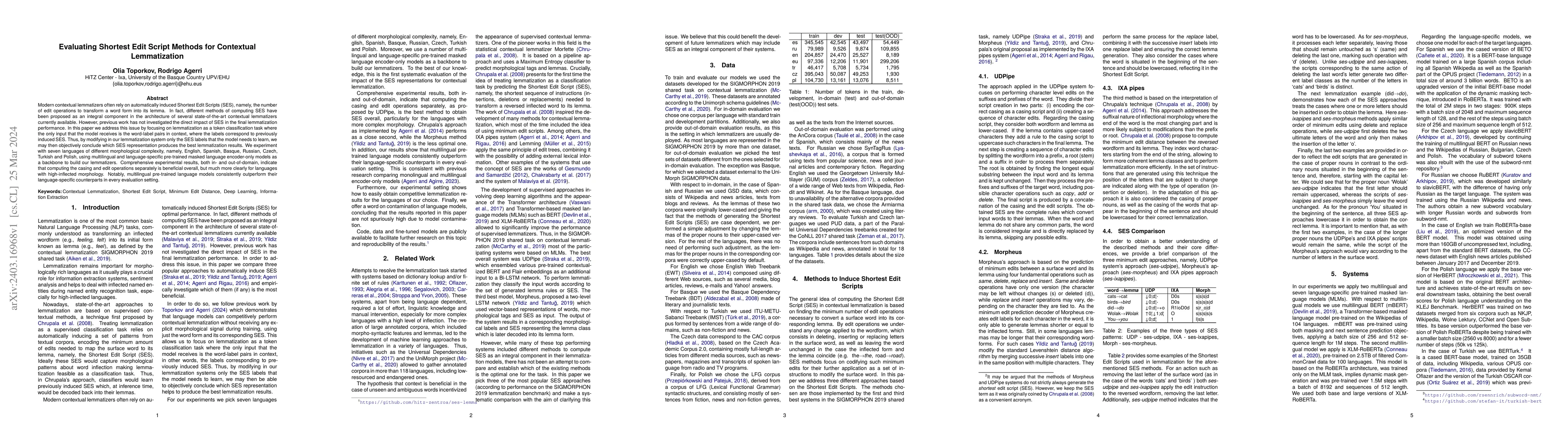 Thumbnail for Evaluating Shortest Edit Script Methods for Contextual Lemmatization