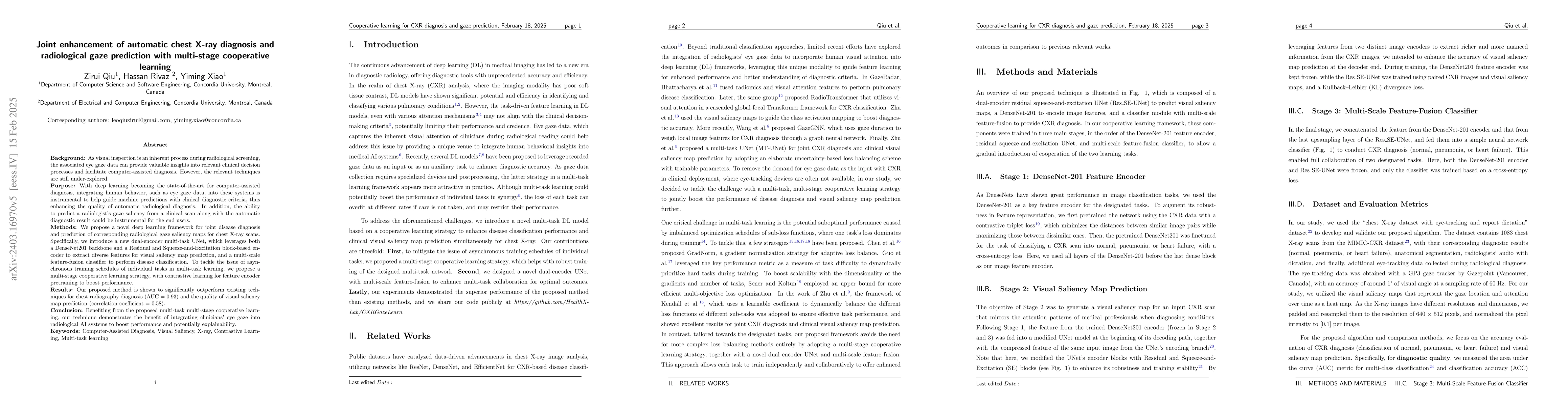 Thumbnail for Joint chest X-ray diagnosis and clinical visual attention prediction
  with multi-stage cooperative learning: enhancing interpretability